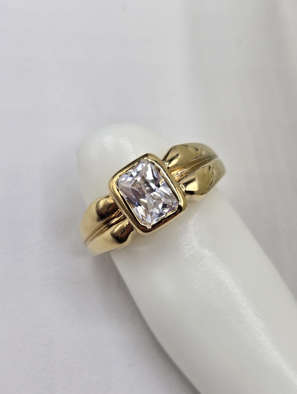 Swarovski Gold-Tone Ring with Clear Emerald-Cut Crystal